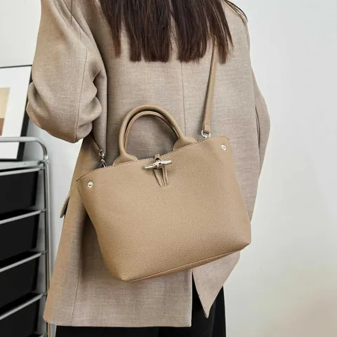 Sac Bandoulière en Cuir PU Texture Litchi pour Femmes Boucle en Bambou Petit Sac à Main Carré Sac à Épaule Décontracté