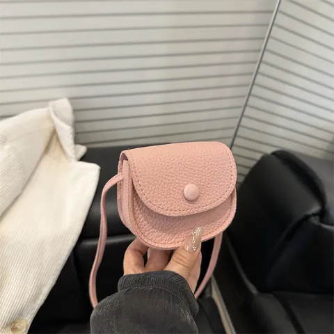 Mini Lychee Texture PU Leather Crossbody Bag For Women Vintage Minimalist Small Square Shoulder Bag Flip Button Opening Daily Accessory