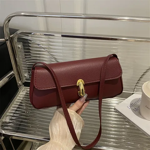 Bolso de Hombro Cuadrado Pequeño de Lujo en Cuero PU para Mujer con Hebilla Elegante Bolso de Oficina Diario