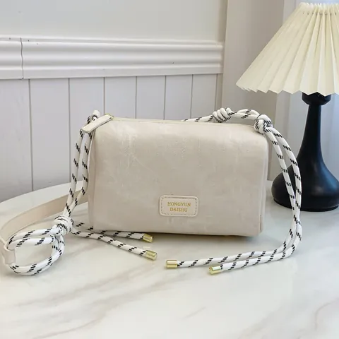 Borsa Sottobraccio in Pelle PU Minimalista Urbana da Donna Moda Tracolla in Corda Borsa a Spalla Casual Quotidiana