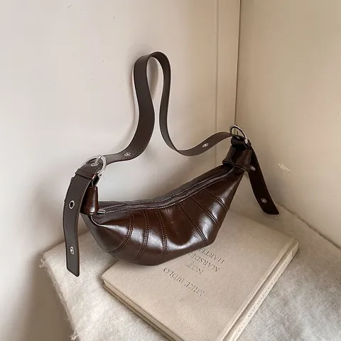 Vintage Croissant Schultertasche Für Damen Retro PU Leder Umhängetasche Knöcheltasche Mit Segmentierten Nähten Minimalistische Tasche