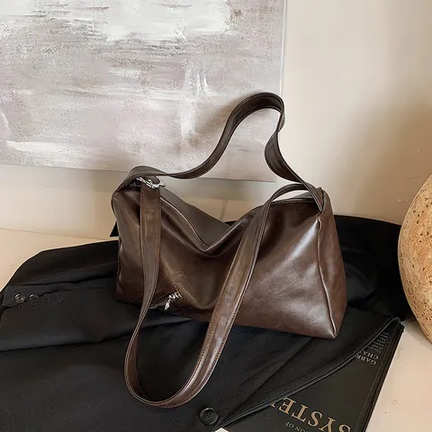 Vintage Große Kapazität PU Leder Tote Tasche Für Damen Mode Urban Schlicht Schultertasche Für Pendeln Schule Arbeit Handtasche