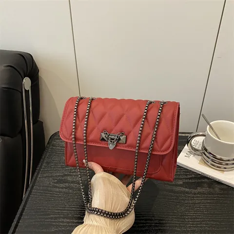 Borsa a Tracolla Vintage Trapuntata a Quadri Per Donna In Pelle PU Piccola Borsa Quadrata Con Chiusura in Metallo Borsa da Pendolare