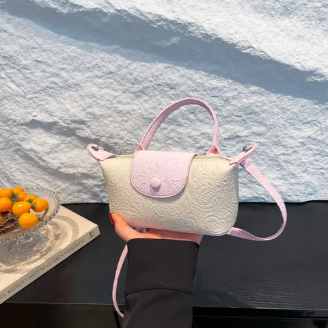 Mini Bolso de Mano para Mujer Floral Grabado Color de Contraste Cuero PU Bolso Cuadrado Pequeño Con Correa Ajustable