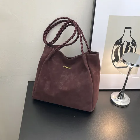 Damen PU Leder Tote Bag Große Kapazität Geflochtener Riemen Retro Minimalistische Handtasche Pendeln Büro Tasche