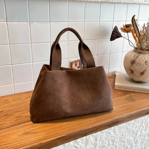 Sac Seau Minimaliste pour Femmes en Suédine Grande Capacité Sac à Main Givré pour le Shopping Quotidien et le Travail Style Coréen