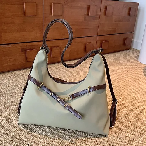 Vintage Maillard Στυλ Γυναικεία Τσάντα Tote Μεγάλης Χωρητικότητας PU Δερμάτινη Τσάντα Ώμου Με Διακόσμηση Ζώνης Τσάντα Hobo