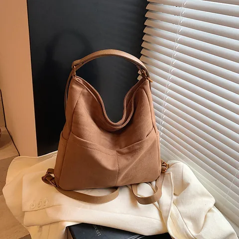 Bolso de Hombro de Cuero PU Mate Vintage para Mujer Gran Capacidad Bolso Hobo Con Correa Ajustable Color Sólido Moda Viajero