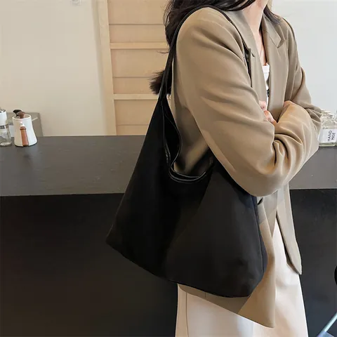 Minimalist Faux Suede Hobo Shoulder Bag For Women Large Capacity Solid Color Matte Underarm Tote Bag Daily Commute Satchel Bag