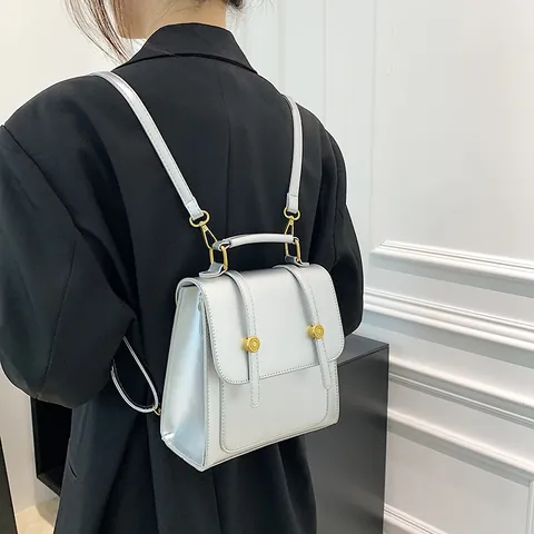 Petit Sac à Dos Multifonctionnel en Cuir PU pour Femmes Avec Boucles Dorées Sac à Main Urbain Simple pour Usage Quotidien