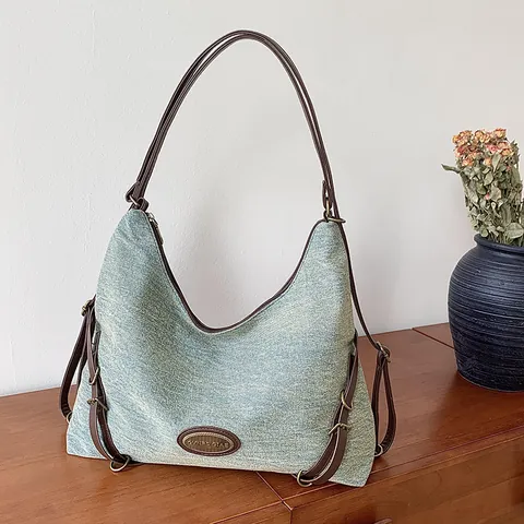 Borsa a Spalla in Denim da Donna Grande Capacità Retro Hobo Tote Bag Tracolla in Pelle Regolabile Casual Moda Crossbody