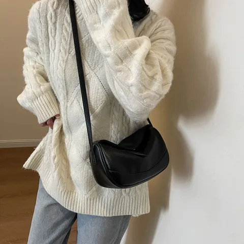 Damen PU Leder Lychee Narbe Umhängetasche Kleine Teigtaschen Schultertasche Retro Minimalistisch Pendler Alltag Messenger Bag
