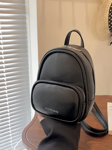 Mini Mochila de Cuero PU Minimalista de Estilo Coreano Para Mujer Bolso Cuadrado Pequeño de Color Sólido Moda Viaje