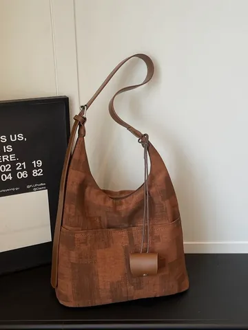 Große PU Leder Einkaufstasche Für Damen Minimalistische Geometrische Textur Schultertasche Mit Verstellbarem Gurt Pendeltasche