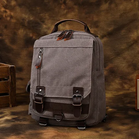 Men Retro Canvas Backpack Casual Travel Rucksack Large Capacity Wear Resistant Commute Outdoor Workwear School Bag