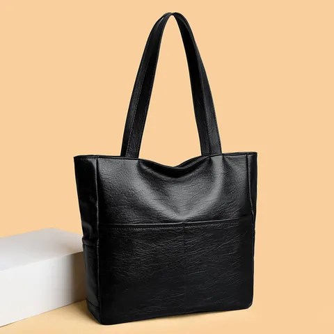 Borsa Tote in Pelle PU Morbida a Grande Capacità per Donna Borsa a Tracolla Minimalista con Grana Litchi Versatile