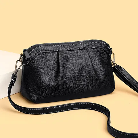 Bolso de Bandolera para Mujer de Cuero PU Granulado Con Pliegues Bolso de Hombro Pequeño Costuras en Contraste Correa Ajustable