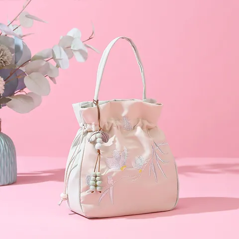 Nouveau Style Chinois Sac Bandoulière Femme Brodé Sac Seau Décontracté Sac à Main à Cordon Sac Croisé Vintage Trajet
