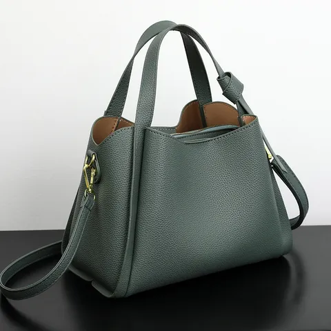 Women's Lychee Pattern PU Leather Handbag Elegant Tote Bag With Strap Casual Crossbody Shoulder Bag For Daily Office