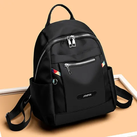 Mochila Casual de Tela Oxford para Mujer Gran Capacidad Impermeable Nailon Bolsa de Viaje Escolar Con Correa Arcoíris de Moda