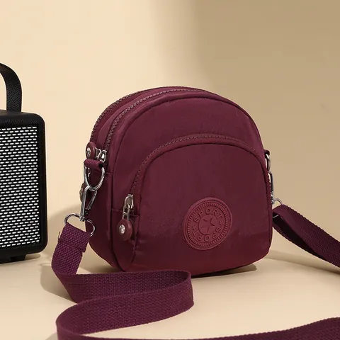 Women Fashion Sporty Nylon Crossbody Bag Small Multi Layer Zipper Shoulder Bag Lightweight Casual Messenger Phone Bag