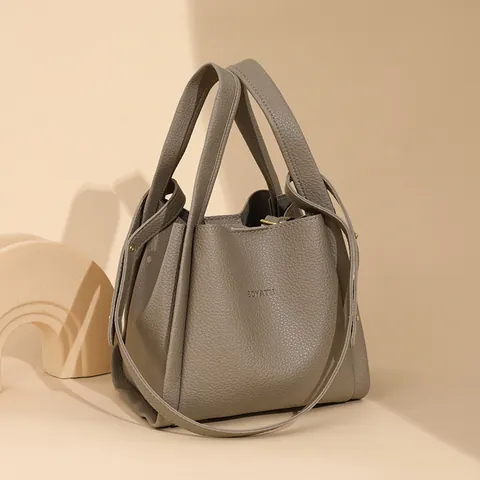Grand Capacité Sac Seau Femme Minimaliste Cuir PU Bandoulière Sac à Main Décontracté Sac de Navette Quotidien