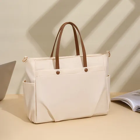 Large Capacity Nylon Laptop Tote Bag For Women Waterproof Urban Minimalist Commuter Shoulder Crossbody Bag Multi Pocket Briefcase