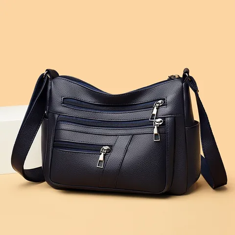 Sac Bandoulière Femme en Cuir PU Souple Multi-Poches Grande Capacité Texture Lychee Sac à Épaule Pour Maman Sac de Voyage Quotidien Décontracté