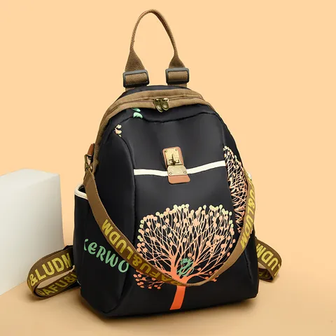 Zaino da Donna in Nylon alla Moda Grande Capacità Borsa da Viaggio Impermeabile Multi-Tasca Leggera Casual Pendolarismo Urbano Daypack