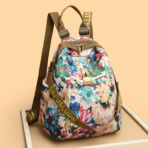 Fashion Women Backpack Oxford Cloth Waterproof Large Capacity Travel Rucksack School Bag Floral Animal Print Casual Daypack
