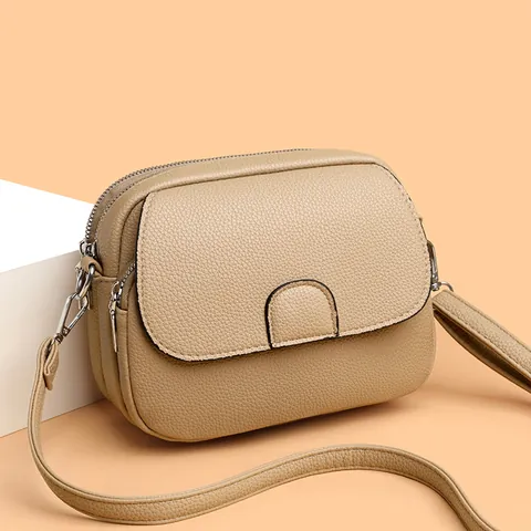 Women Lychee Pattern PU Leather Crossbody Bag Fashion Flap Small Shoulder Bag Casual Camera Bag Purse For Everyday Commute