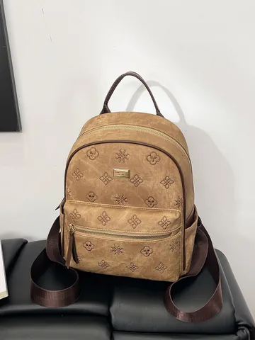 Sac à Dos Femme Grande Capacité Gaufré Motif Trèfle à Quatre Feuilles en Cuir PU Mode Décontracté Voyage Sac à Bandoulière