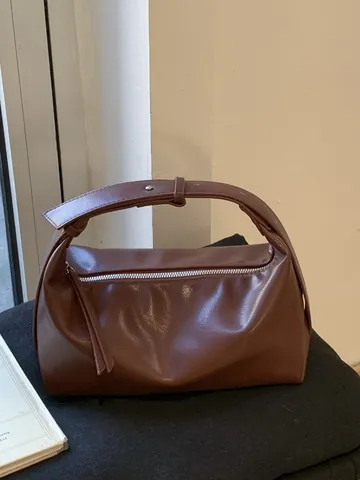Borsa Baguette in Pelle PU Minimalista da Donna Retro Tinta Unita Borsa a Tracolla Con Tracolla Regolabile Moda Giornaliera