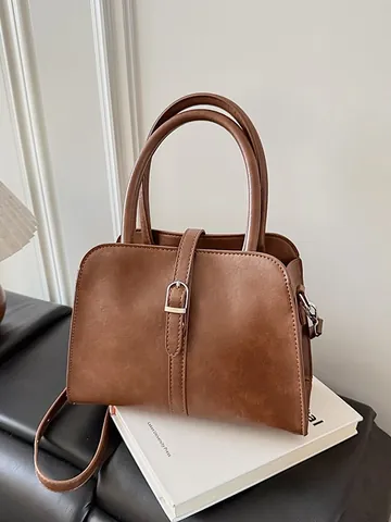 Borsa a Mano da Donna in Pelle PU Minimalista Borsa a Tracolla Quadrata Retro Alta Qualità Versatile Casual