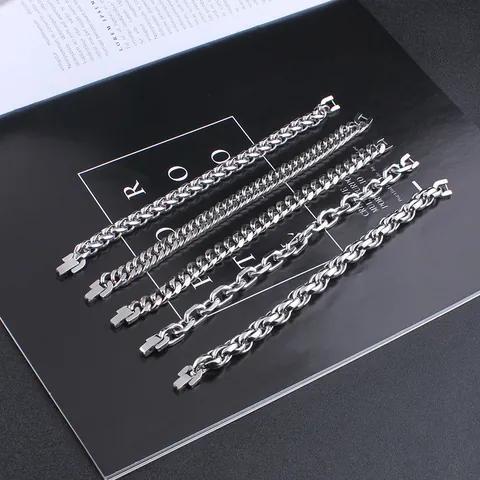 Herren Edelstahl Armband Minimalistisch Silber Panzerkette Weizenkette Torsionskette Mit Quadratischer Schnalle Industrie Schmuck Geschenk