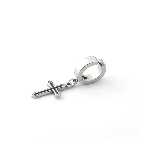 Edelstahl Creolen Mit Kreuz Totenkopf Anhänger Punk Gothic Stil Für Damen Herren Unisex Schmuck Zubehör Geschenk