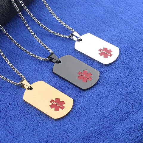 Stainless Steel Medical Alert Dog Tag Necklace For Men Women Emergency Identification Star Of Life Pendant Jewelry