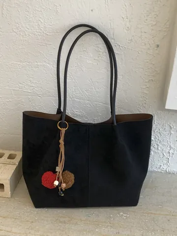 Borsa Tote in PU da Donna Grande Capacità Minimalista Aspetto Camoscio Borsa a Tracolla Con Ciondolo a Sfera di Pelo Ufficio Quotidiano Casual