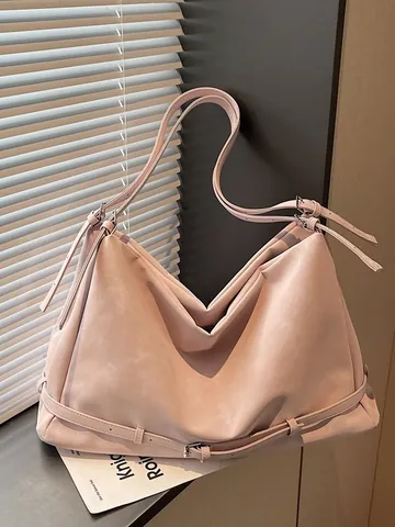 PU-Leder Tote Bag Mit Großer Kapazität Für Damen Vintage Pendler Schultertasche Mit Verstellbarem Riemen High End Einfache Umhängetasche