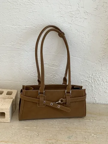 Vintage PU Leder Achseltasche Für Damen Minimalistische Einfarbige Umhängetasche Mit Metallschnalle Vielseitige Lässige Baguette-Tasche