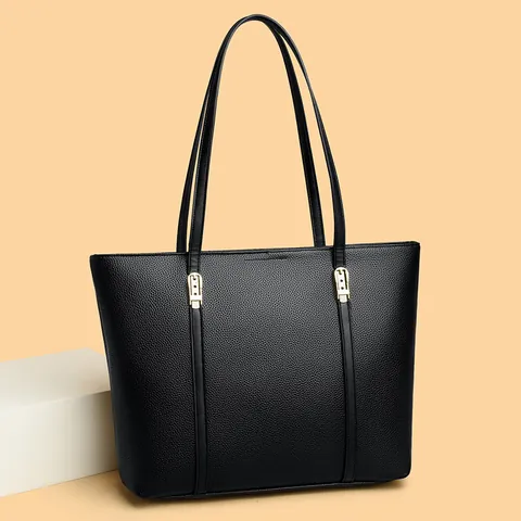 Bolso Tote de Gran Capacidad para Mujer en Cuero PU Granulado Bolso de Hombro Minimalista Urbano Bolso de Mamá para Trabajo Diario