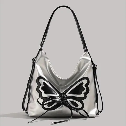 Y2K Metallic Schmetterling Unterarm Tasche Für Damen PU Leder Schleife Hobo Umhängetasche Sweet Cool Pendler Handtasche