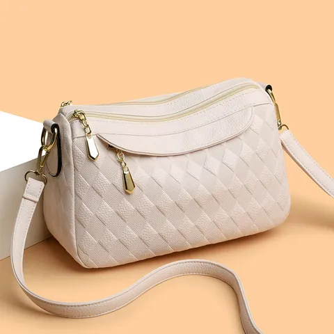 Damen Gesteppte Diamant PU Leder Umhängetasche Gold Hardware Multi Fach Kleine Quadratische Schultertasche Für Tägliche Mode