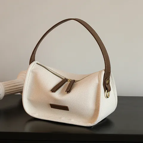Femmes Mode Cuir PU Sac à Bandoulière Vintage Casual Cabas Grand Sac à Main Fermeture Éclair Sac de Trajet Quotidien