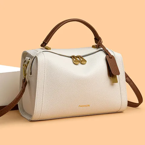 Damen Mode Lychee Muster PU Leder Boston Tasche Große Kapazität Handtasche Verstellbarer Schultergurt Satchel Goldene Hardware