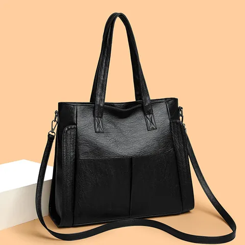 Borsa Tote da Donna in Morbida Pelle PU Grande Capacità Vintage Minimalista Borsa a Mano Tracolla Regolabile Pendolare