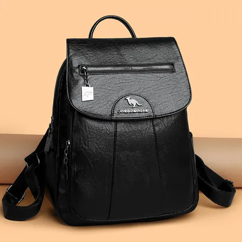 Women Fashion PU Leather Backpack Large Capacity Litchi Pattern Travel Bag Versatile Shoulder Bag Casual Rucksack For Lady