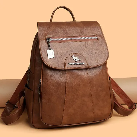 Women Fashion PU Leather Backpack Large Capacity Litchi Pattern Travel Bag Versatile Shoulder Bag Casual Rucksack For Lady