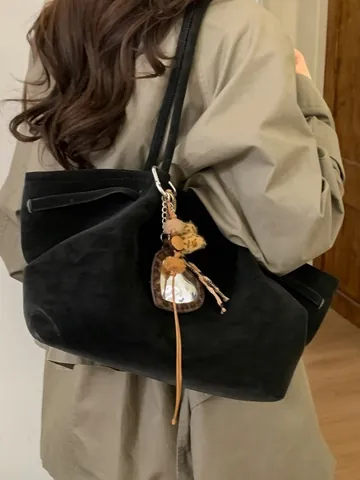 Bolso Tote de Cuero PU Retro para Mujer Gran Capacidad Minimalista Bolso Cubo de Hombro Colgante Espejo Corazón Leopardo Moda