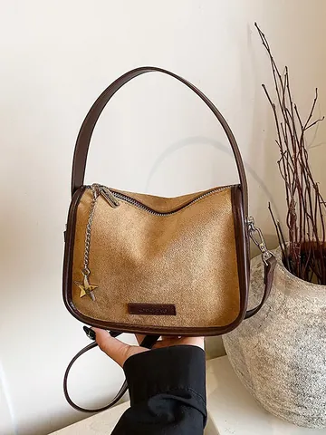 Koreanische Vintage Leopardenmuster Kleine Quadratische Tasche Für Damen Trendy PU Leder Umhängetasche Mit Sternanhänger Handtasche